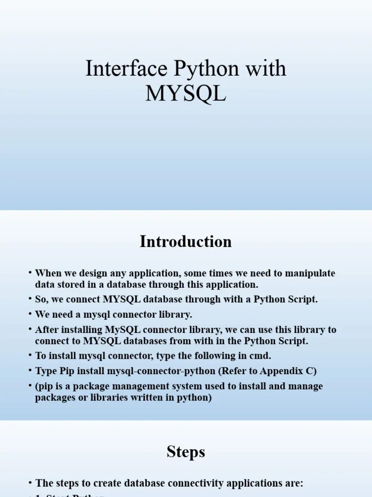 Interface Python With MYSQL | PDF