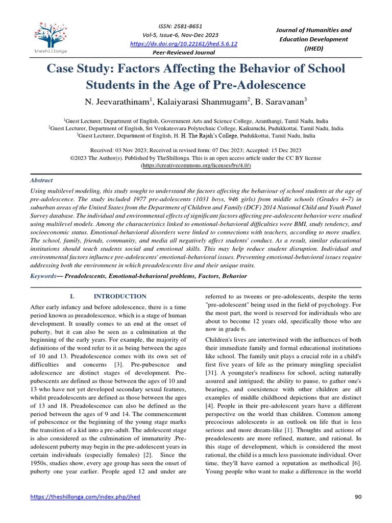Case Study: Factors Affecting The Behavior Of School Students In The ...