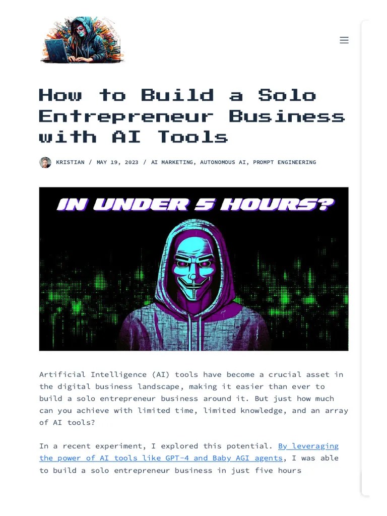 How To Build A Solo Entrepreneur Business With AI Tools | PDF ...