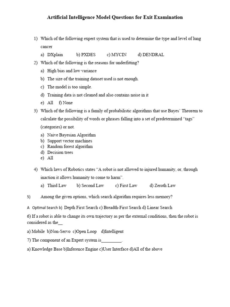 AI Model Exam | PDF | Artificial Intelligence | Intelligence (AI ...