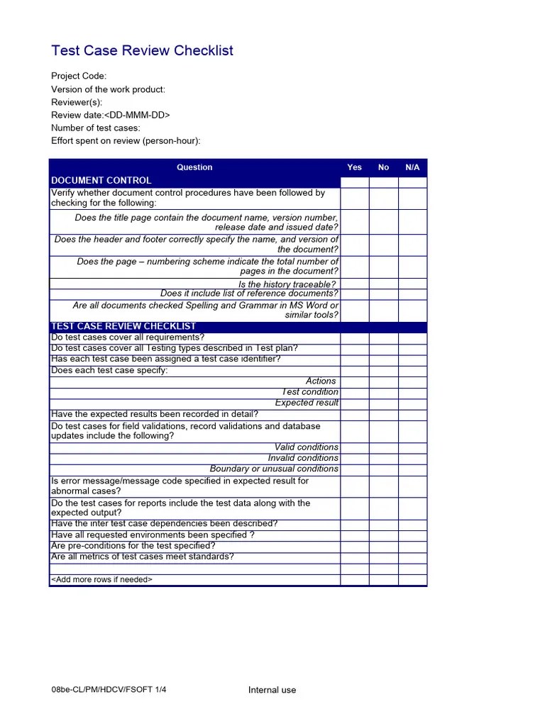 Checklist - Test Case Review | PDF | Systems Engineering | Computer ...