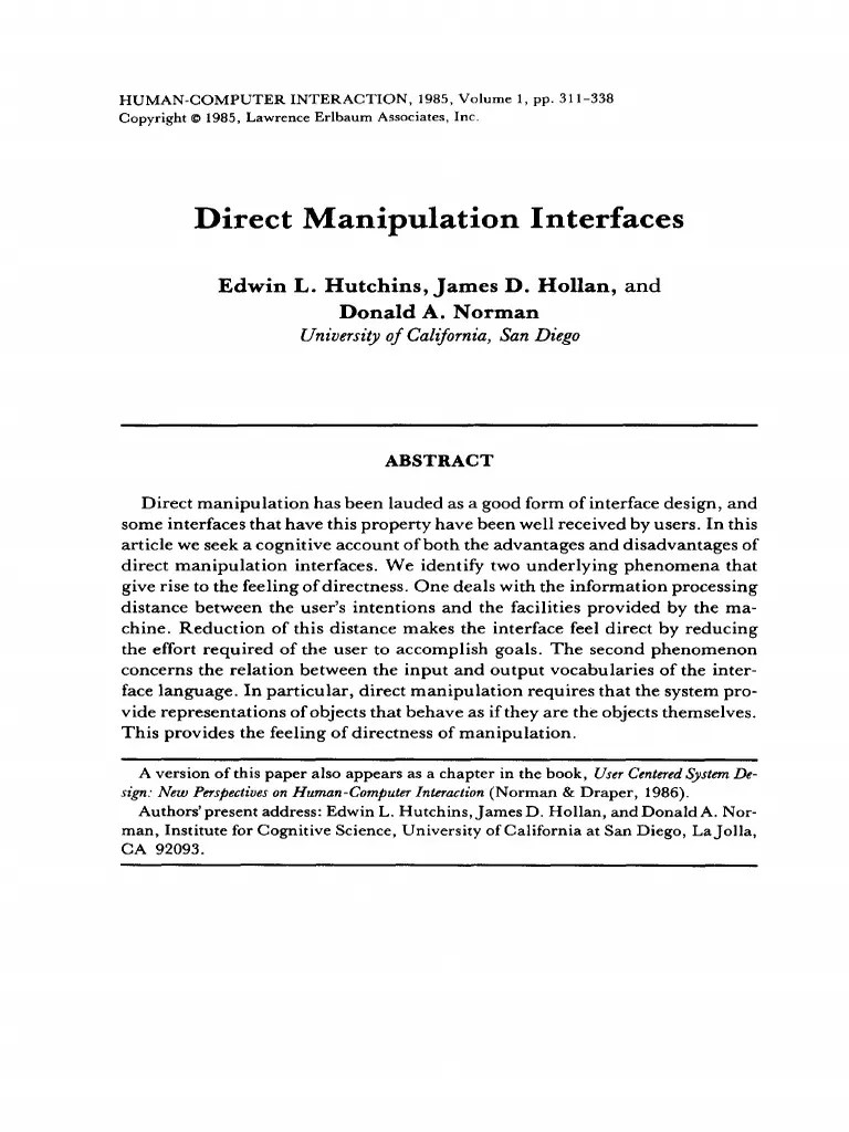 Direct Manipulation Interfaces | PDF | Analysis Of Variance | Graphical ...