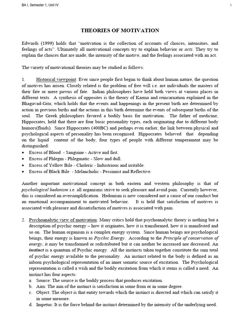 Theories Of Motivation | PDF | Motivation | Motivational