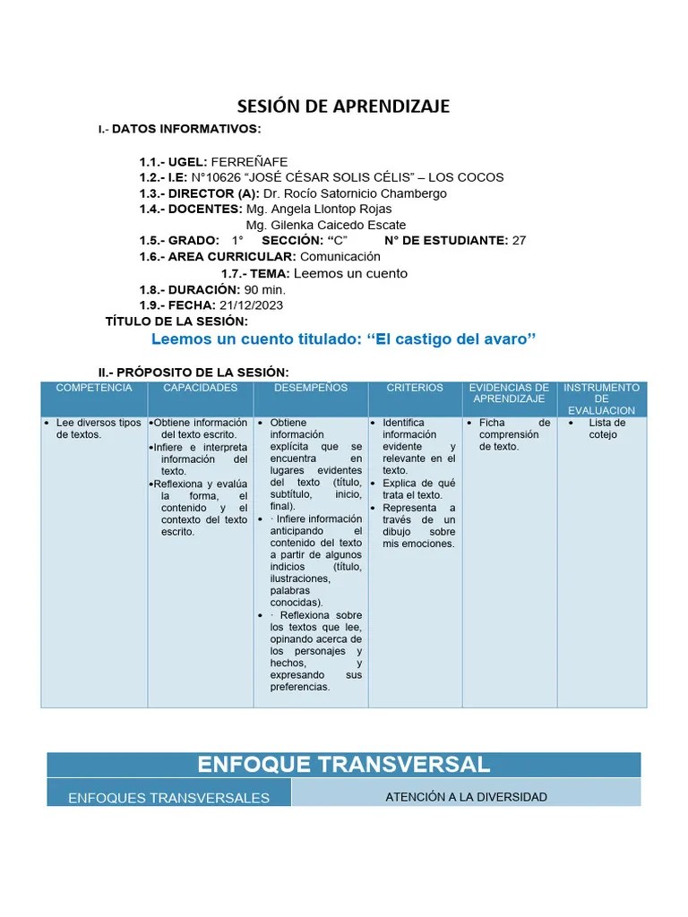 SESIÓN DE APRENDIZAJE COMUNICACIÓN | PDF | Cognición | Ciencia Cognitiva