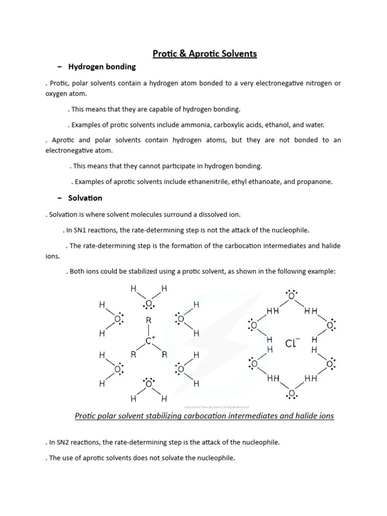 Protic & aprotic solvents