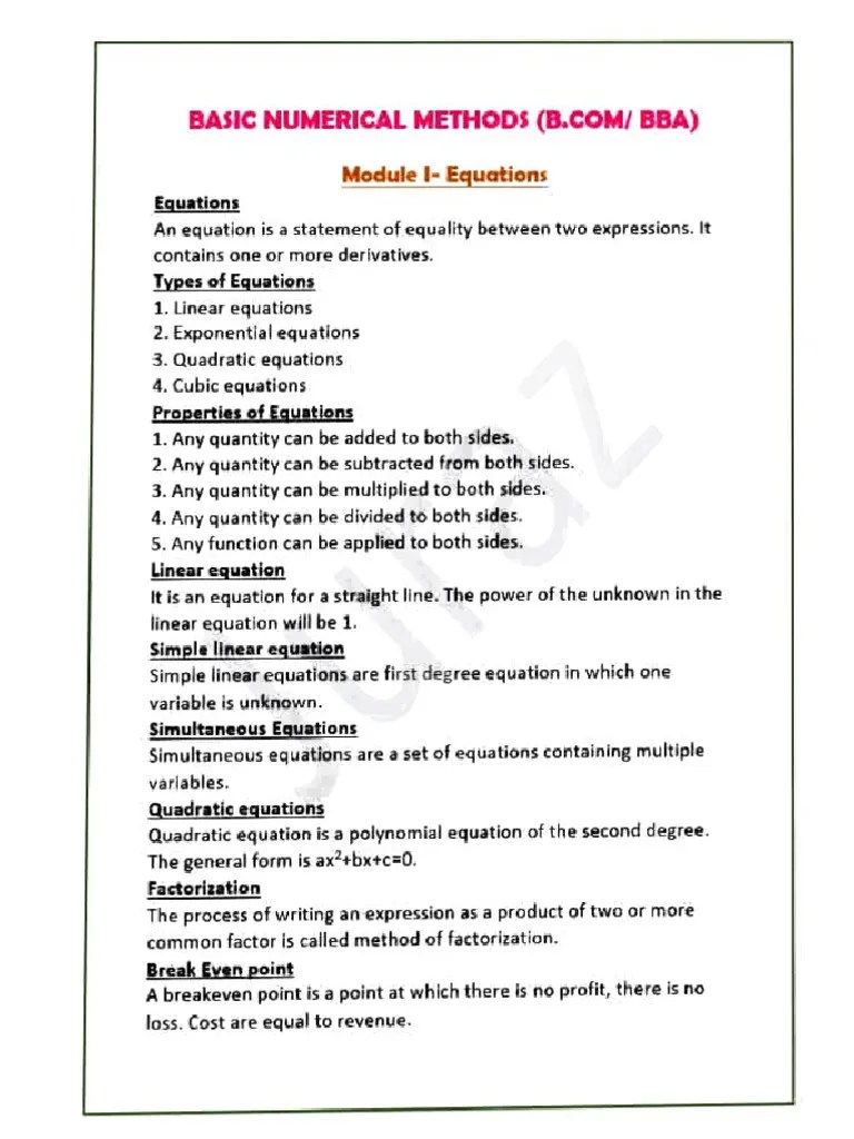 BNM - Theory Brief Notes | PDF