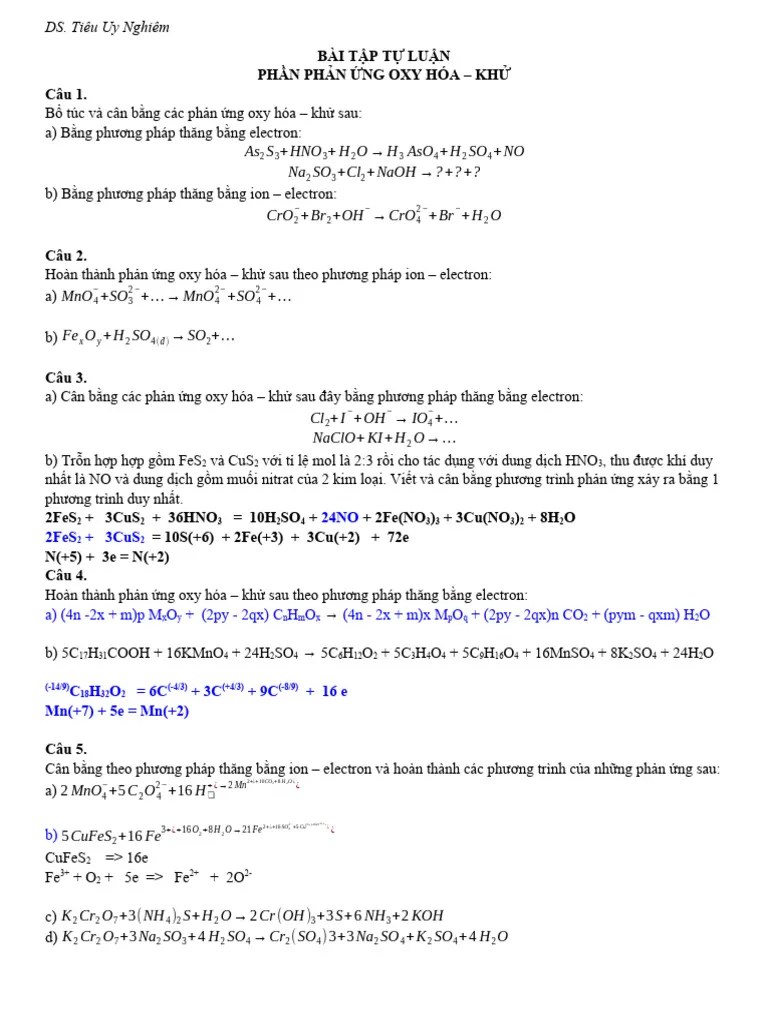 Phản Ứng Oxy Hóa - Khử Chuyên | PDF