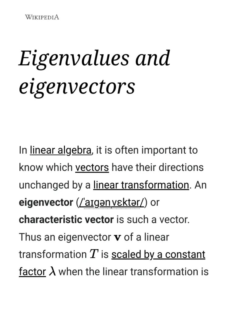Eigenvalues And Eigenvectors | Download Free PDF | Eigenvalues And ...