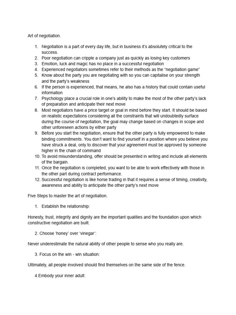 Art Of Negotiation | PDF