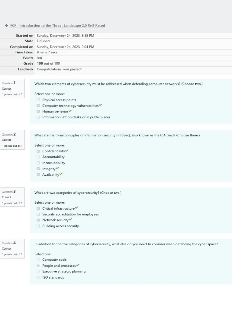 Quiz - Introduction To Cybersecurity - Attempt Review | PDF | Security ...