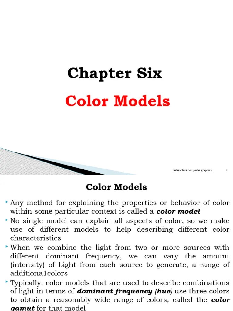 CG - Chapter 6 Color Models | Download Free PDF | Rgb Color Model | Color
