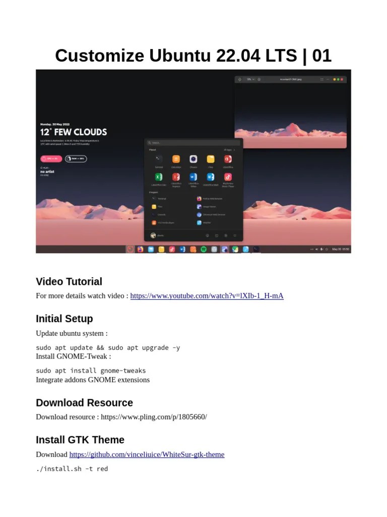 Manual - Customize Ubuntu 22.04 LTS - 01 | PDF | Icon (Computing ...