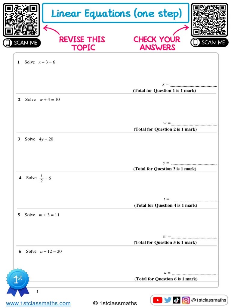 Unit 1c One Step Linear Equations Pdf - Gorgeous Colorful Photo - High Resolution