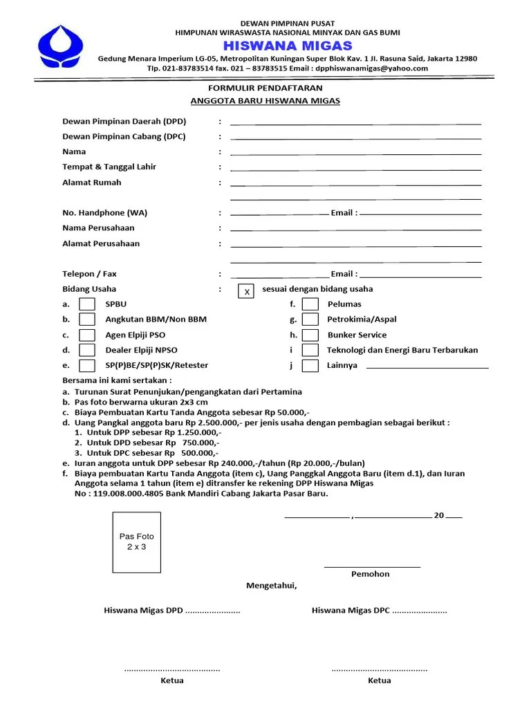 Formulir Pendaftaran Kta Baru | PDF