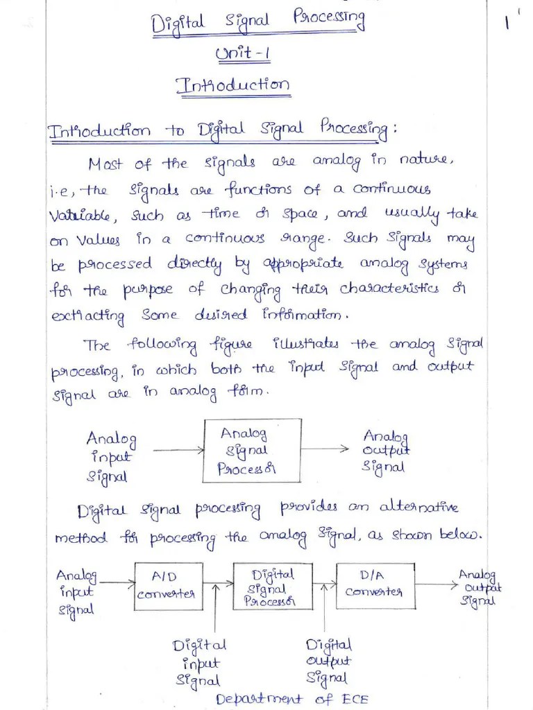 DSP Notes-Unit 1-1 | PDF