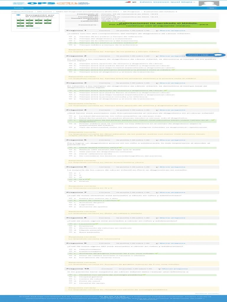 Evaluación Del Módulo 3_ Revisión Del Intento | PDF | Diagnostico Medico | Cáncer