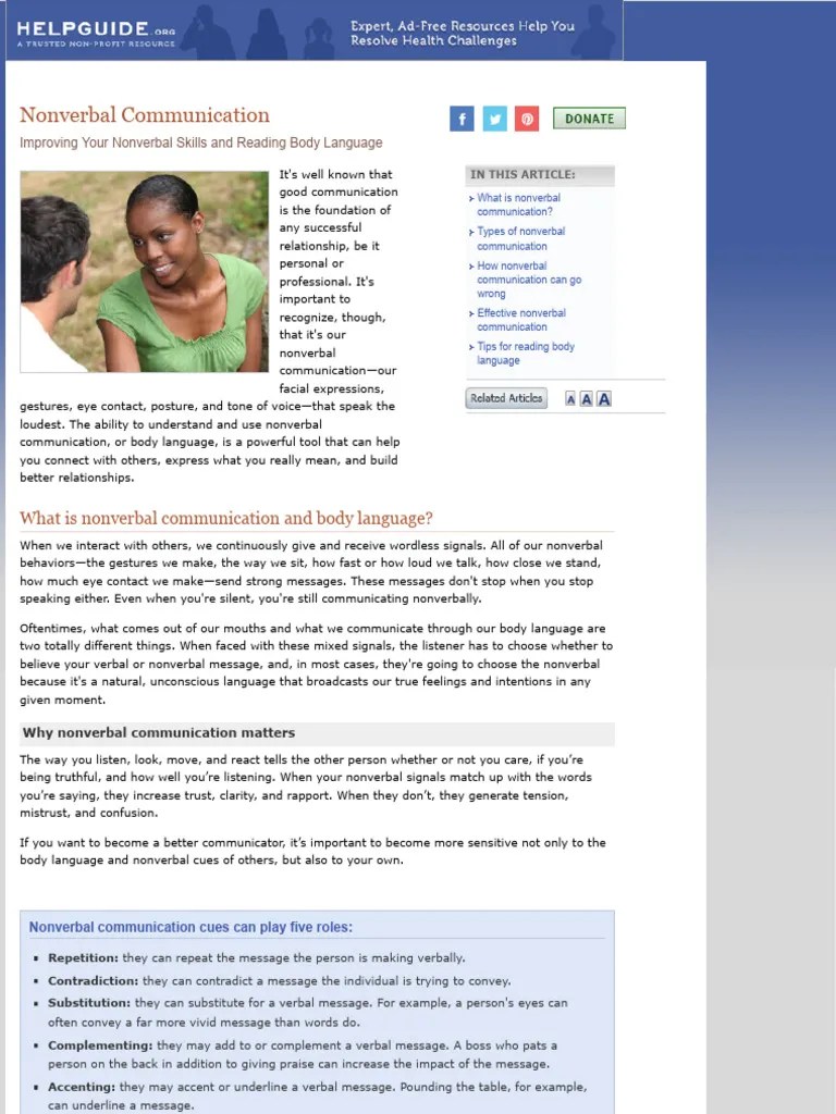 Nonverbal Communication Improving Nonverbal Skills & Reading Body ...
