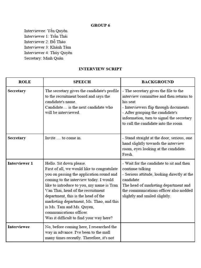 Interview Group 6 | PDF