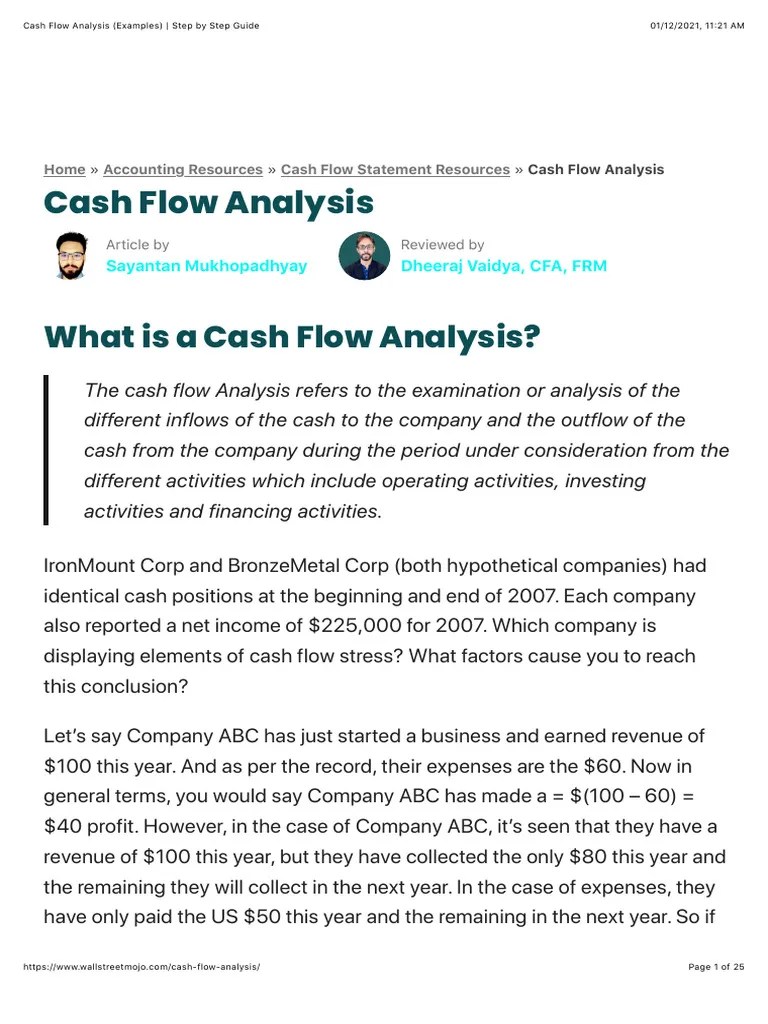 Cash flow analysis (examples)