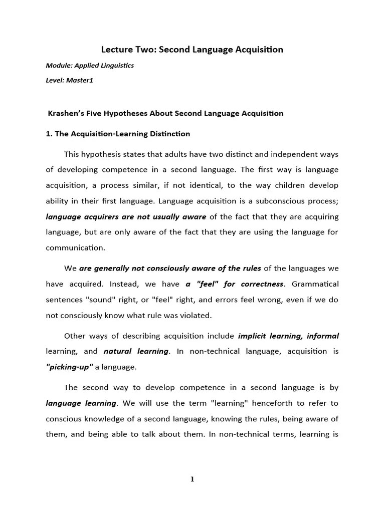 Second Language Acquisition Stephen Krashen | PDF | Second Language ...