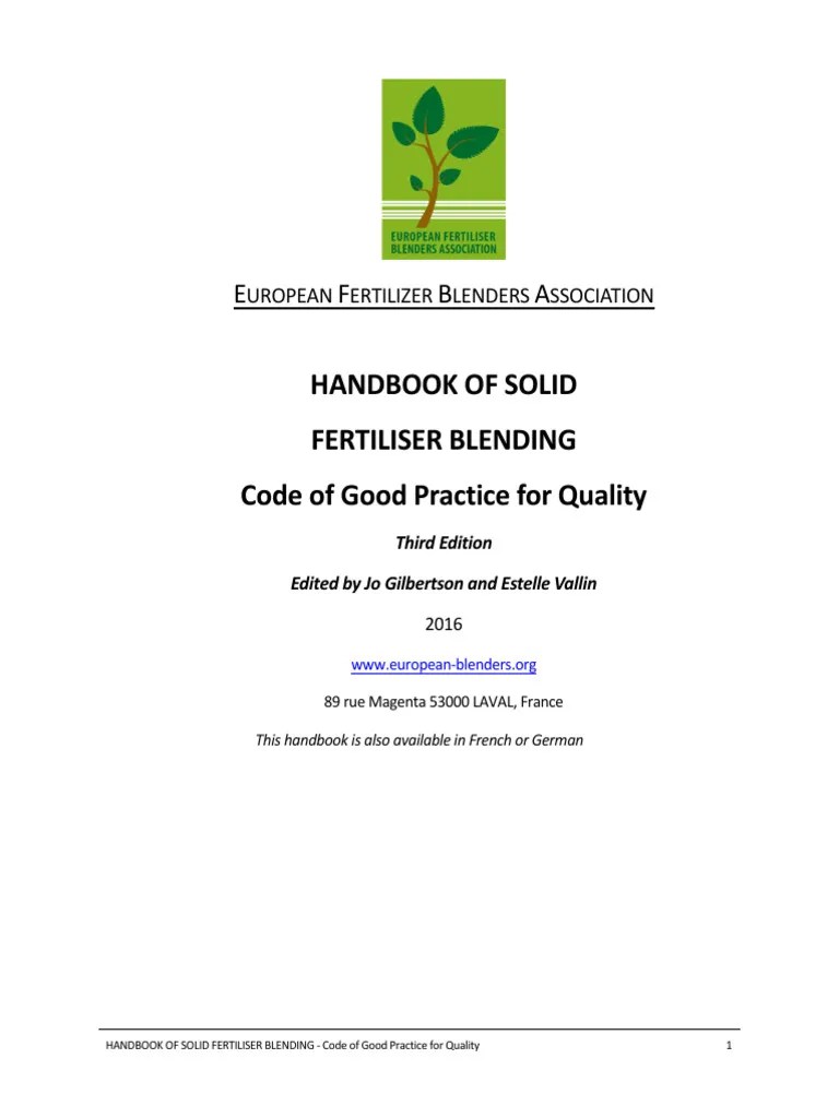 Blender Handbook 2017 Efba | Download Free PDF | Fertilizer | Urea