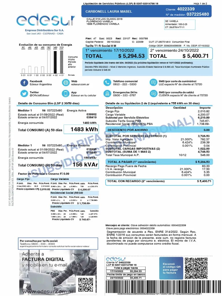 FacturaDigital Edesur 4022339 | PDF