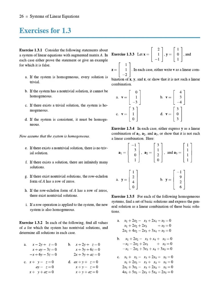 Solving The Systems Of Linear Equations Quistions | PDF