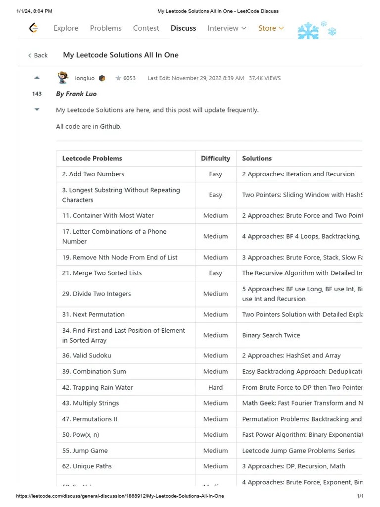 My Leetcode Solutions All In One - LeetCode Discuss | PDF | Applied ...