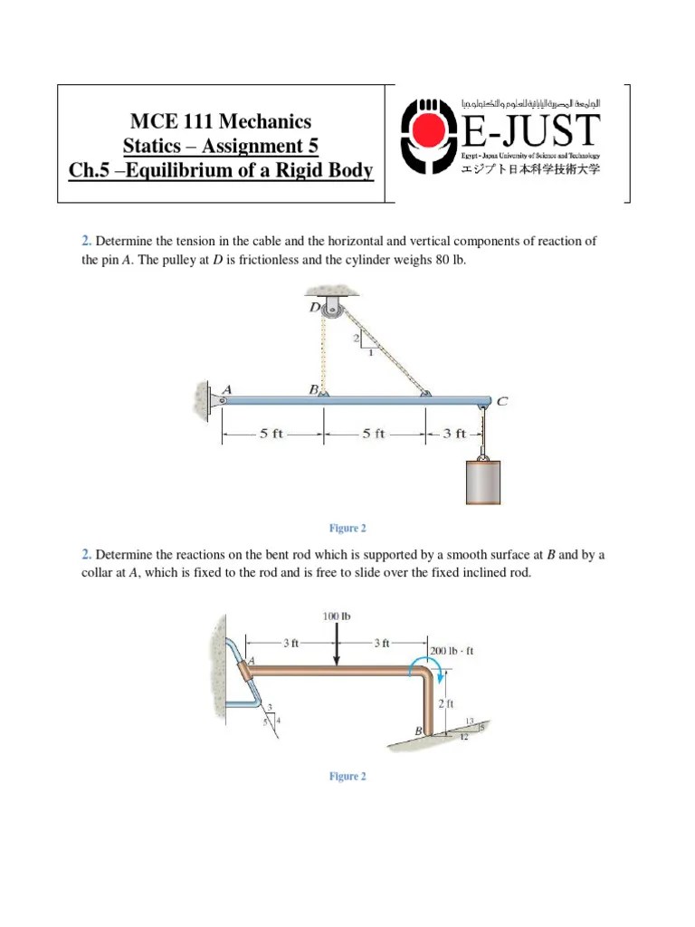 Mechanics Course (Statics - Sheet 5) - 4 | PDF