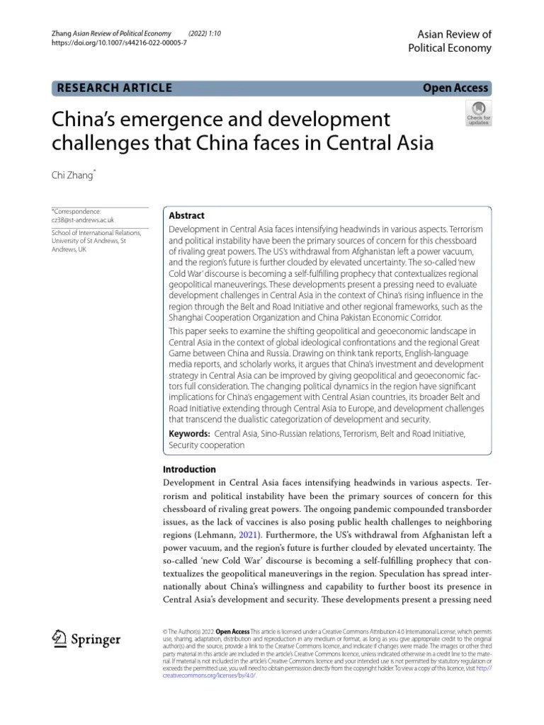 Chinas Emergence And Development Challenges That | PDF | Central Asia ...
