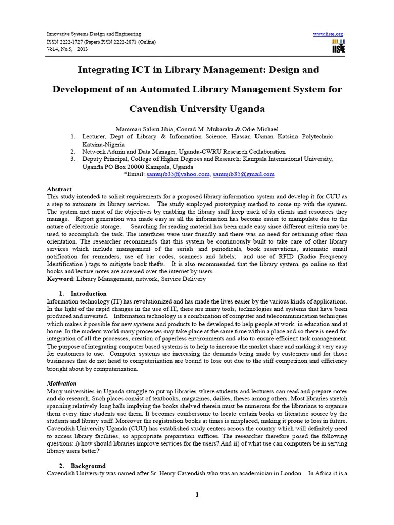 Integrating ICT In Library Management De | PDF | Libraries | Networking