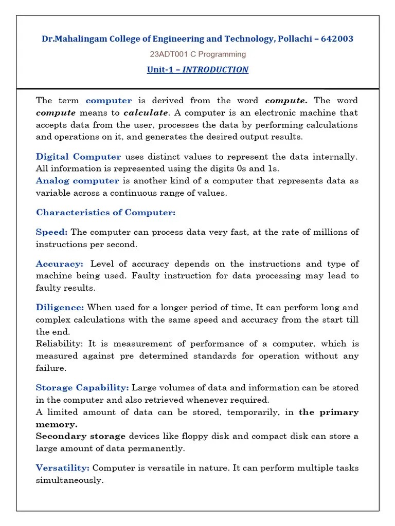 CP Module 1 Material | PDF | Computer Data Storage | Central Processing Unit