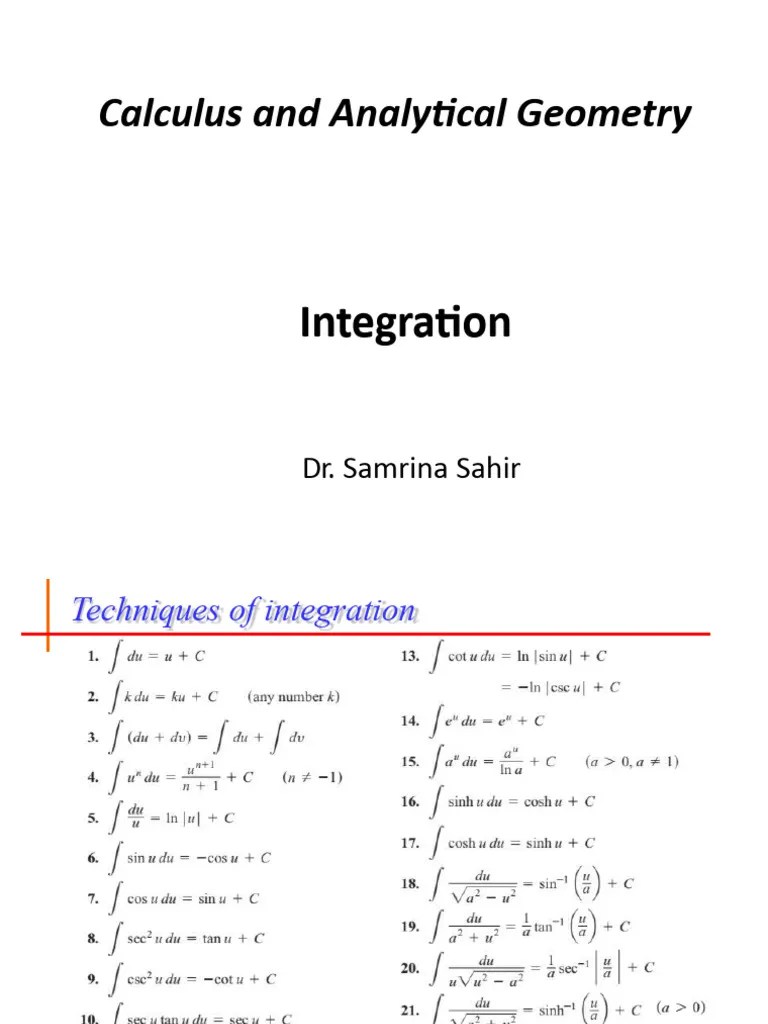 Calculus And Analytical Geometry - Integration | PDF | Integral | Algebra