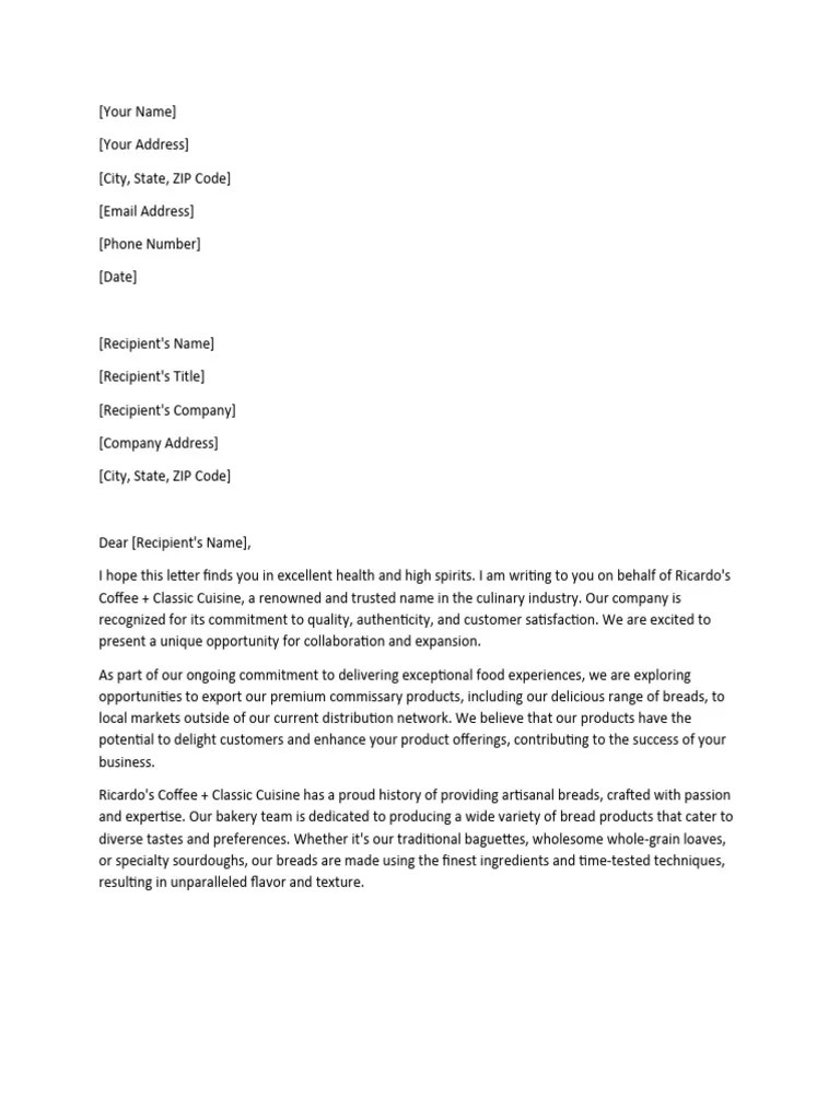 Export Proposal | PDF | Breads | Pricing