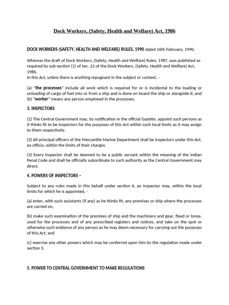 Dock safety regulations