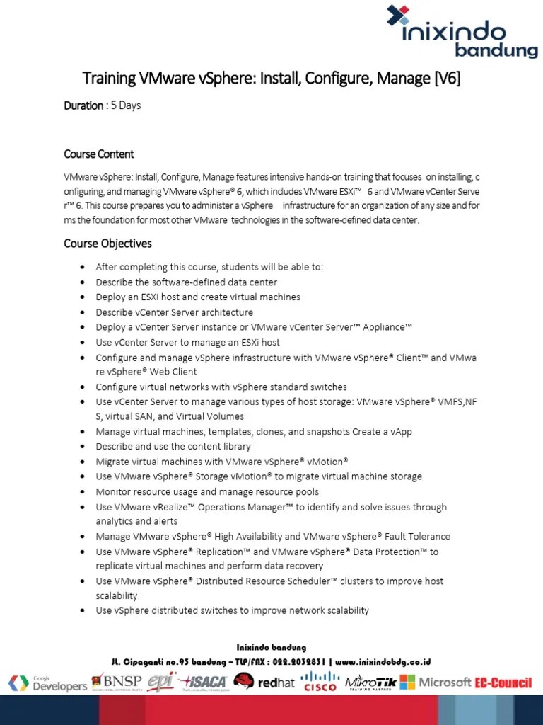 Training VMware Vsphere Install Configure Manage V6 | PDF | Computers