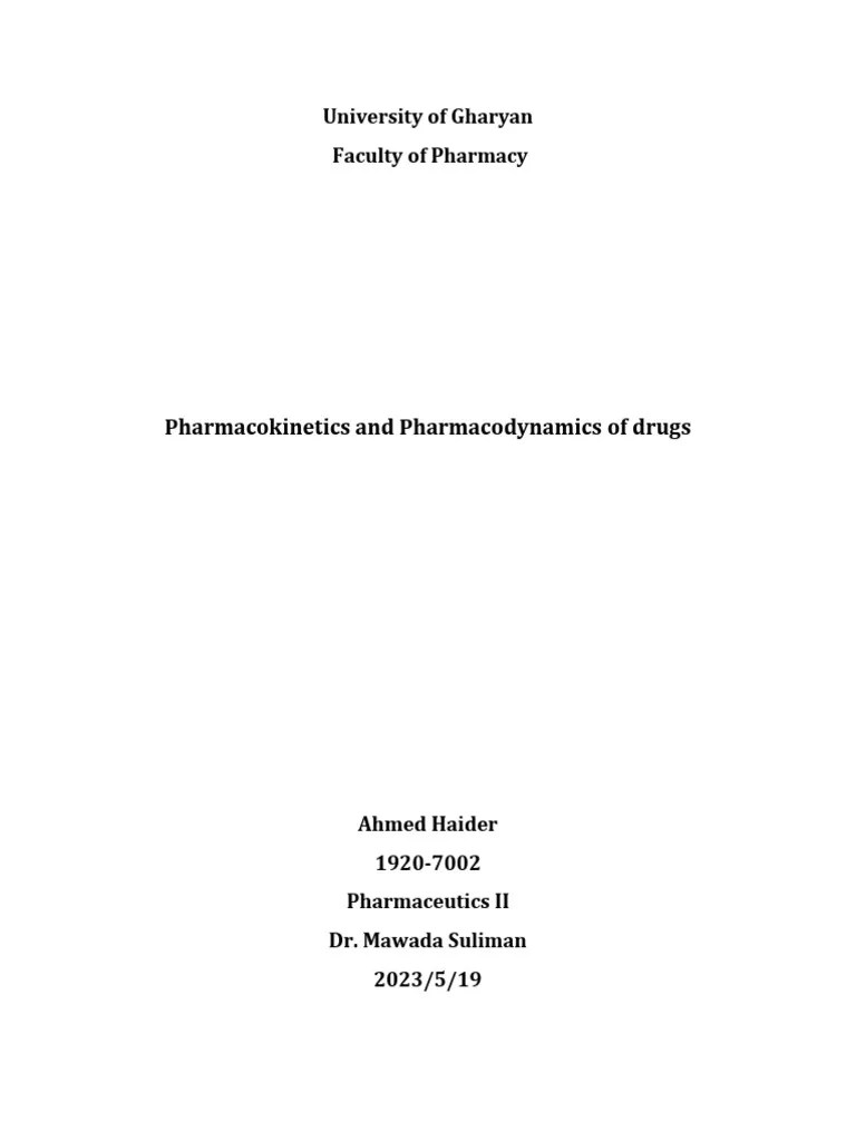 Pharmacokinetics And Pharmacodynamics Of Drugs | PDF | Pharmacokinetics ...