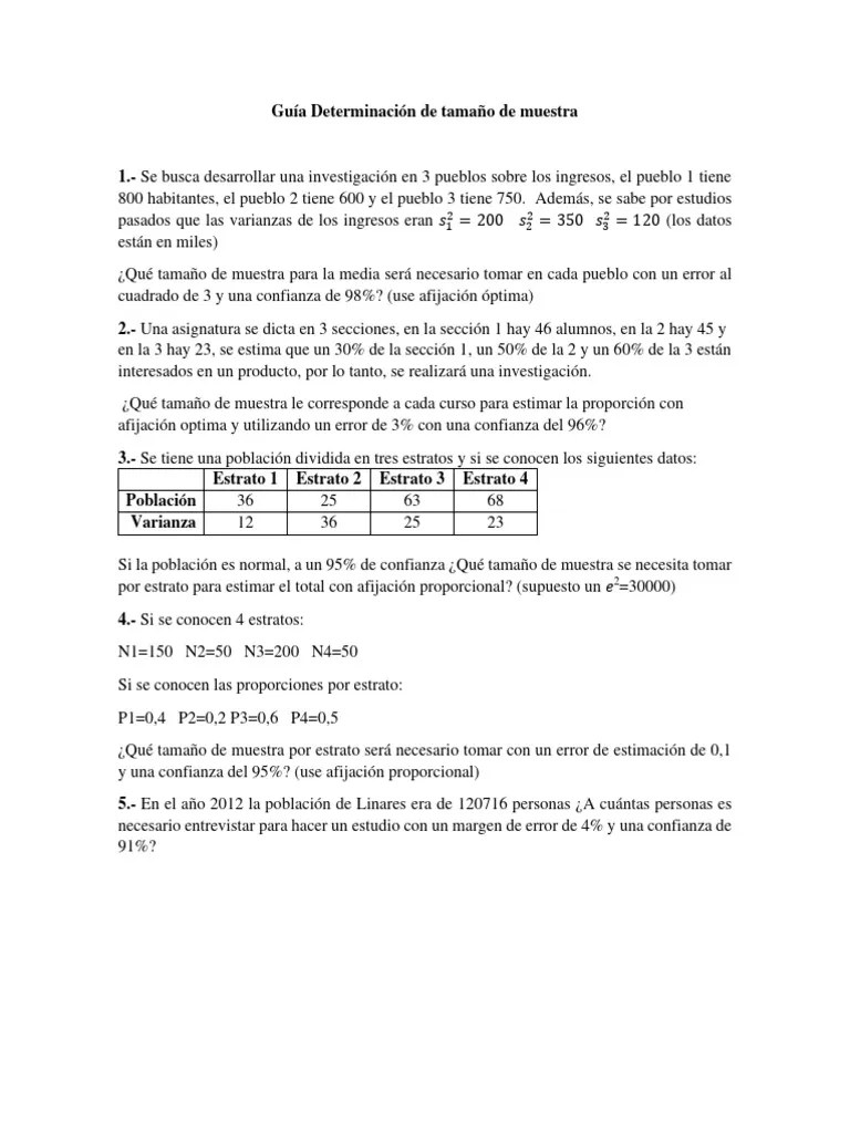 Guía Determinación De Tamaño De Muestra | PDF