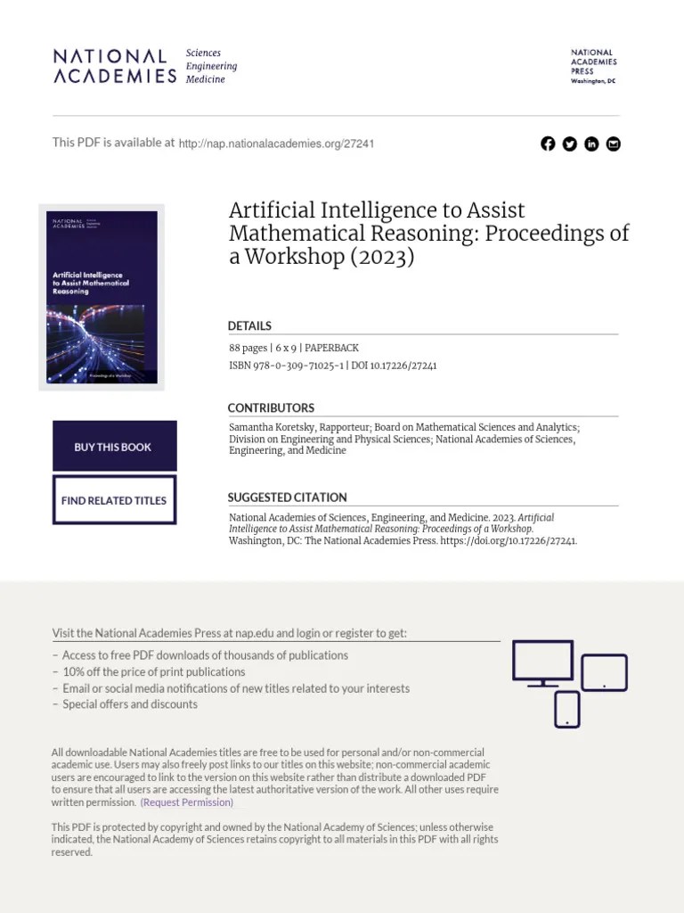 Artificial Intelligence To Assist Mathematical Reasoning | PDF ...