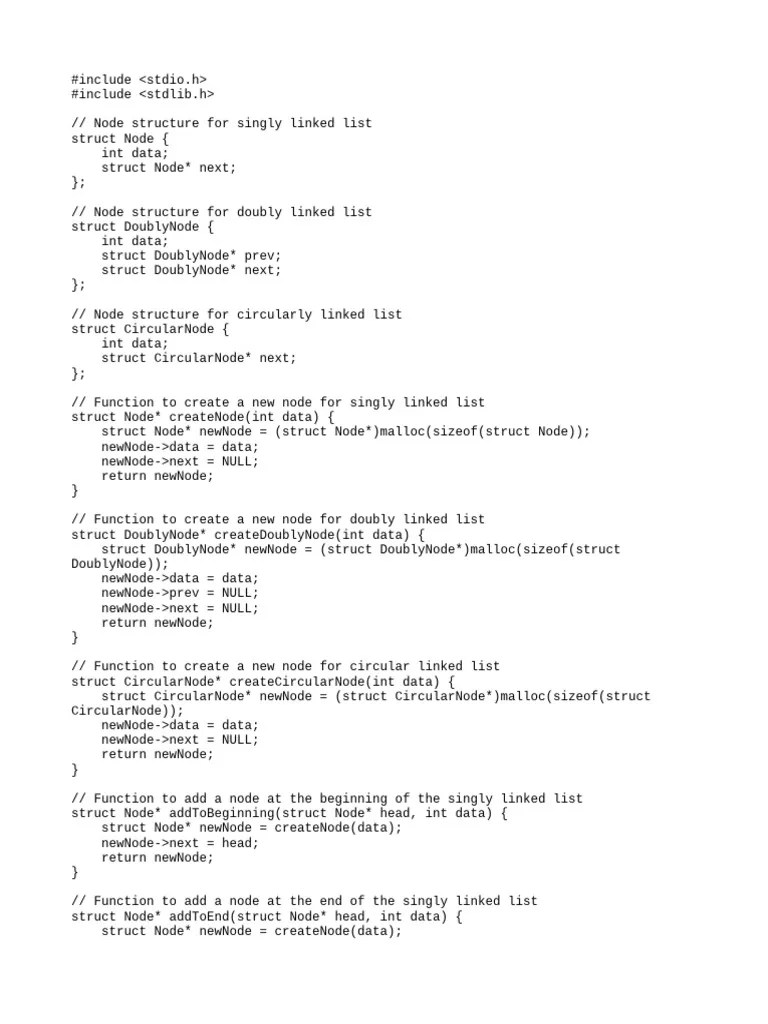 Implement Singly, Doubly And Circularly Connected Linked Lists ...