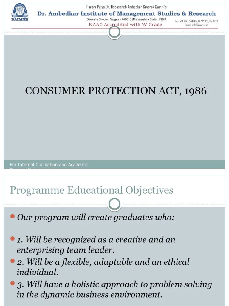 The Consumer Protection Act 1986 | PDF