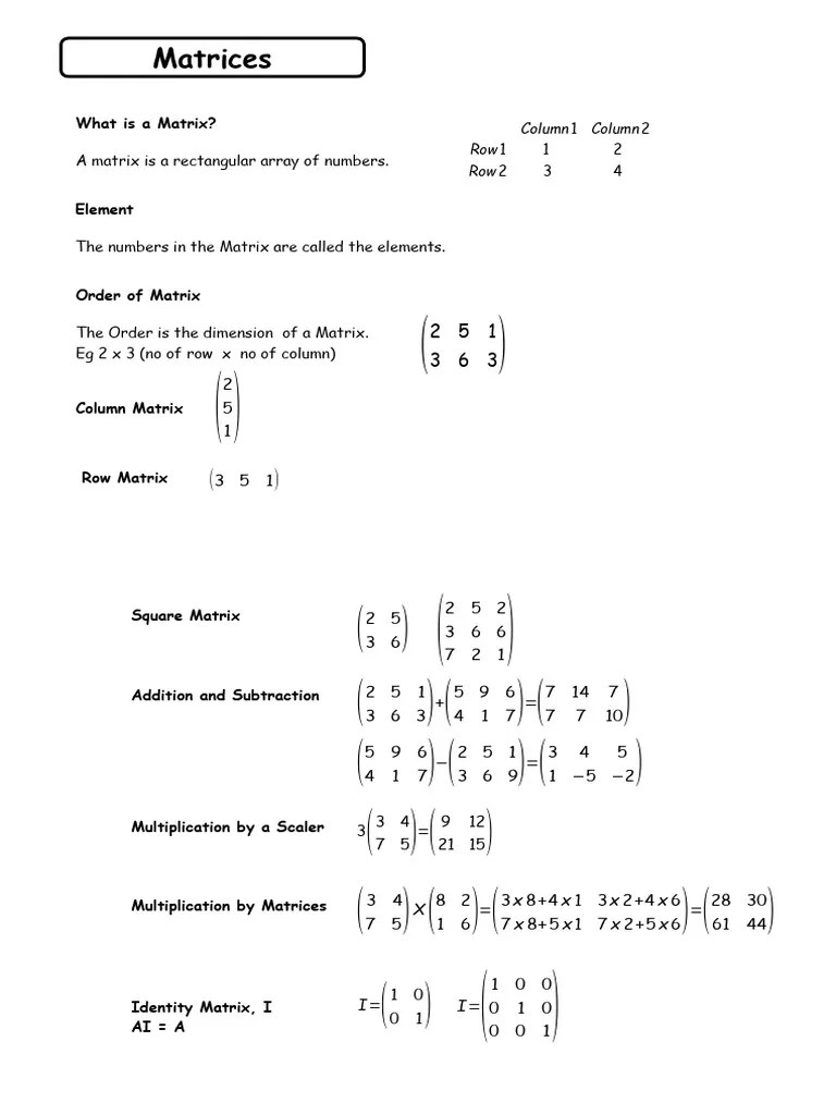 1 Matrix Notes | PDF