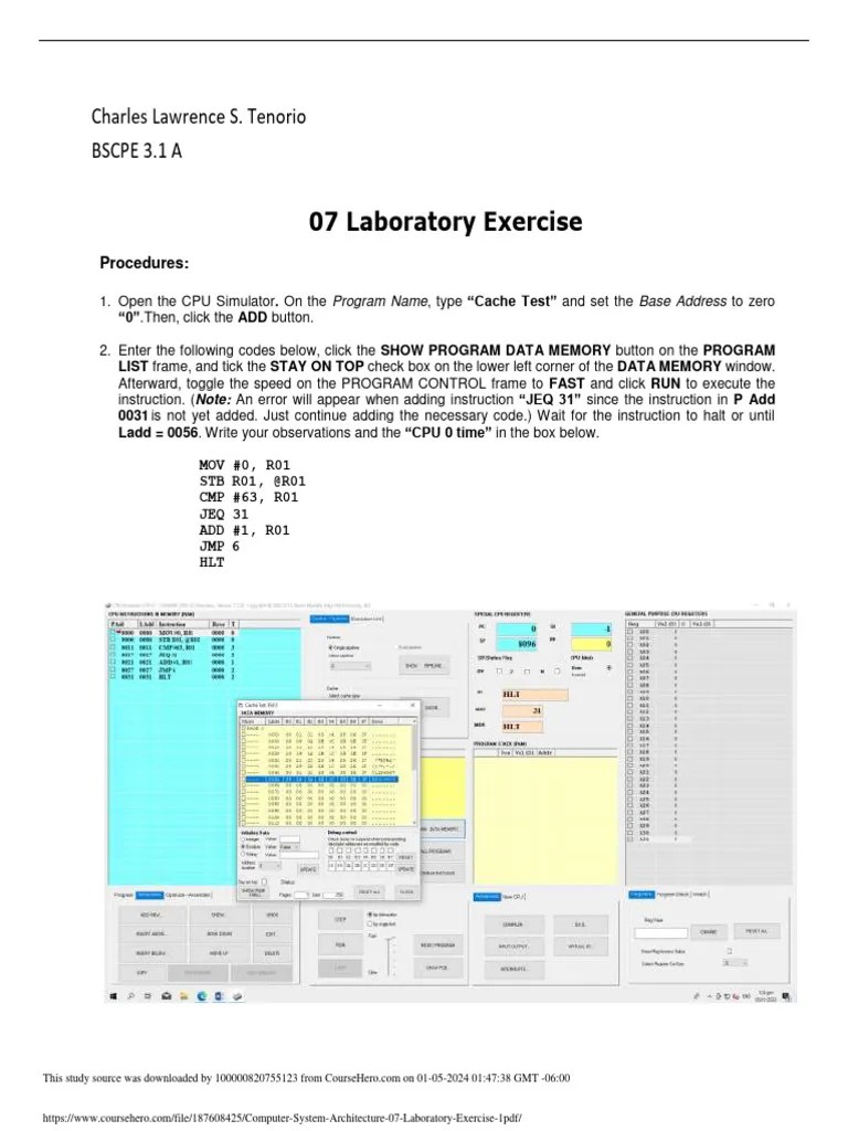 Computer System Architecture 07 Laboratory Exercise 1 PDF | PDF