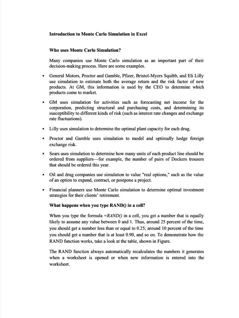 Monte Carlo Simulation In Excel | PDF | Aviation