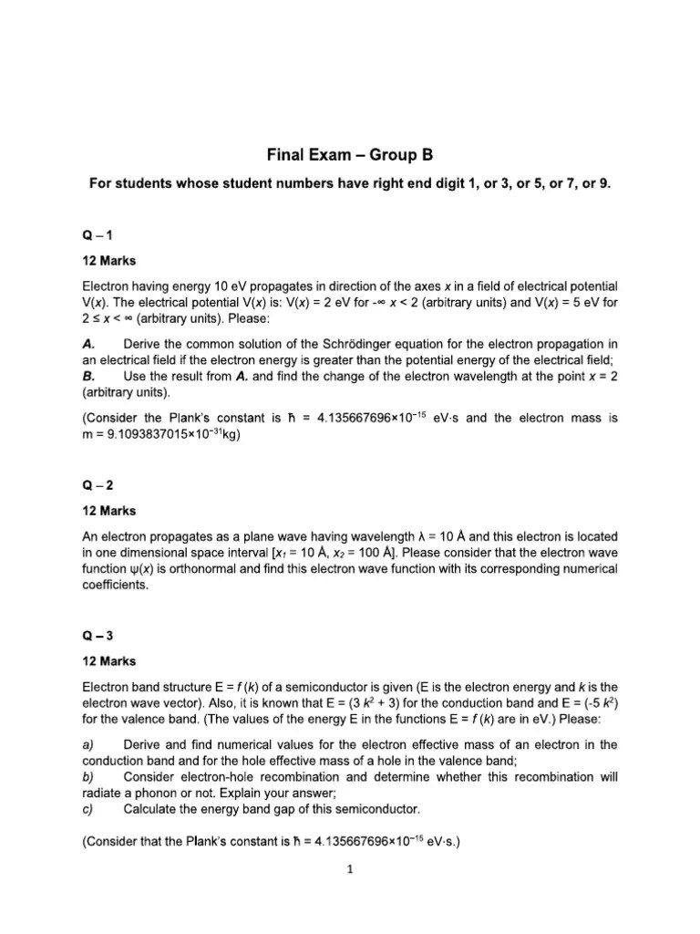 EELE3313 - ExamB QA Summer 2021 | PDF