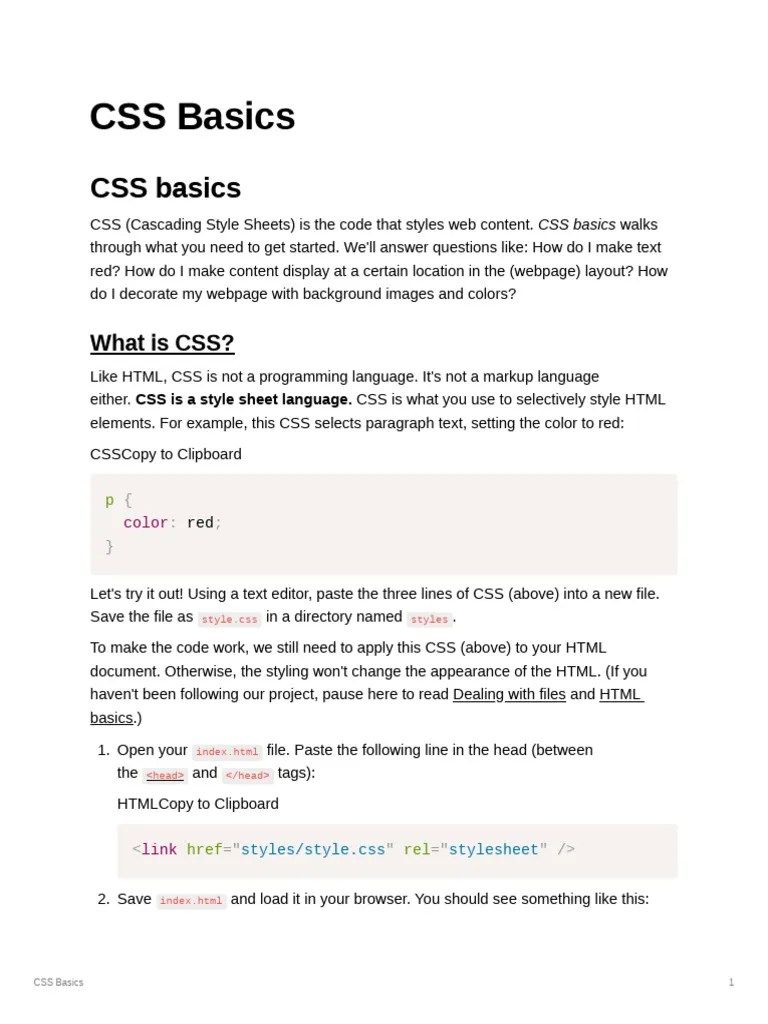 CSS Basics Tutorial | PDF