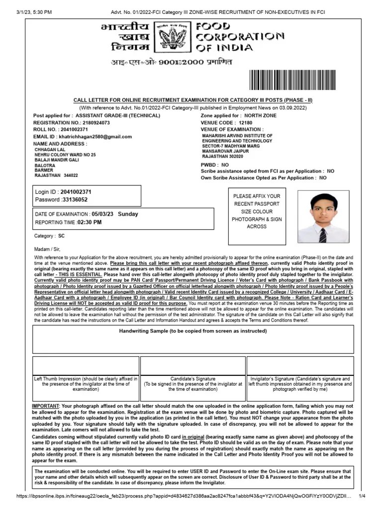 Advt. No. 01 - 2022-FCI Category III ZONE-WISE RECRUITMENT OF NON-EXECUTIVES IN FCI | PDF