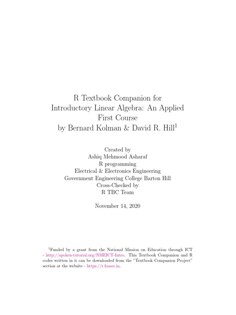 Introductory Linear Algebra - An Applied First Course - Bernard Kolman & David R. Hill | PDF