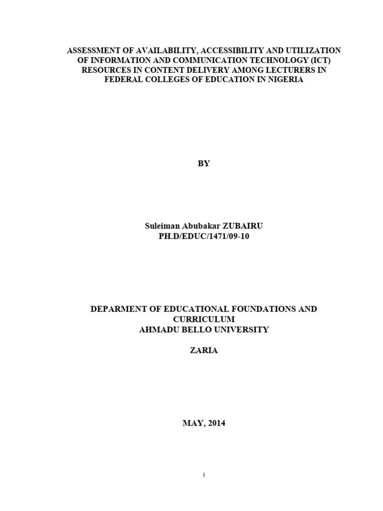 Assessment Of Availability, Accessibility And Utilization Of ...