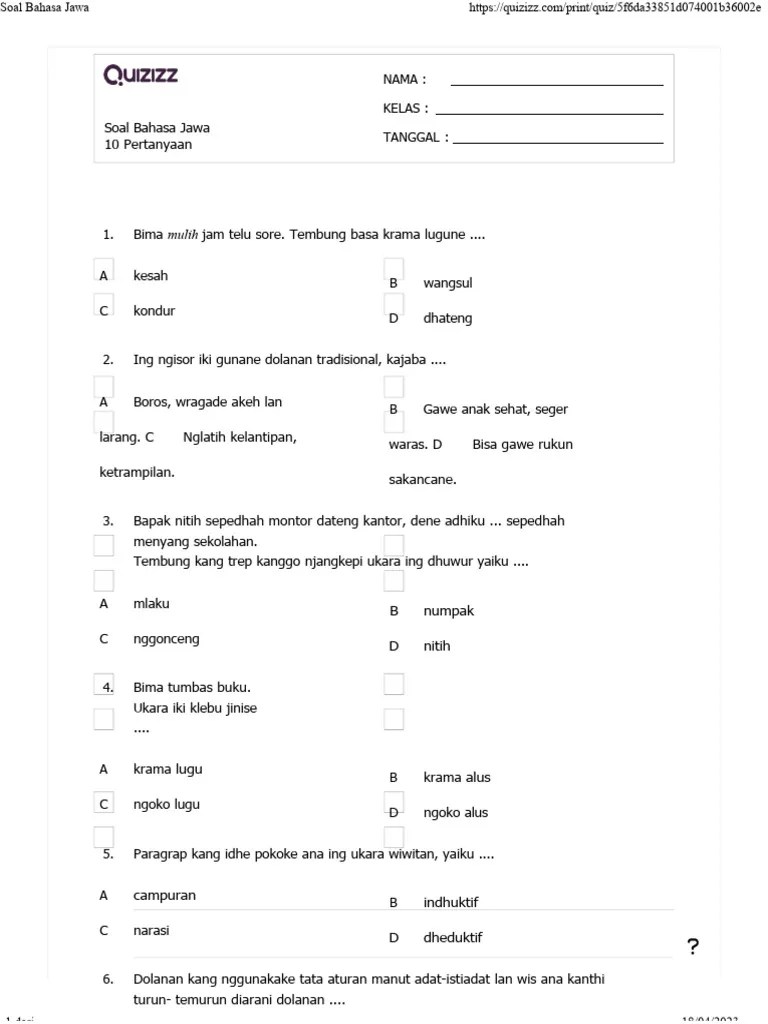 Soal bahasa jawa